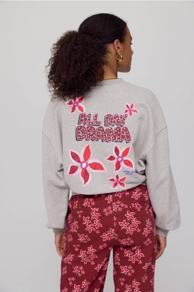 Harper & Yve grijze dames sweater | Model achteraanzicht