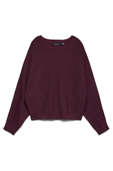 Vero Moda VMHAPPYGLITTER LS O-NK BATWING PULL 10336328 WINETASTING/DTM LUREX