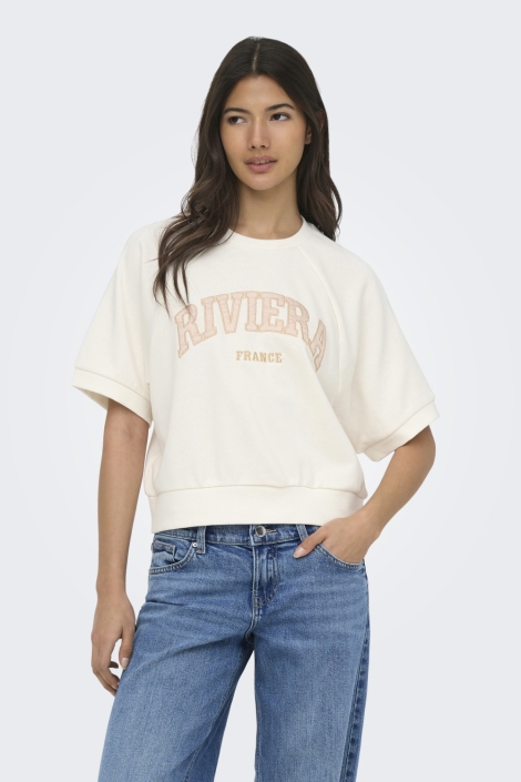 Only beige dames sweater | Model vooraanzicht