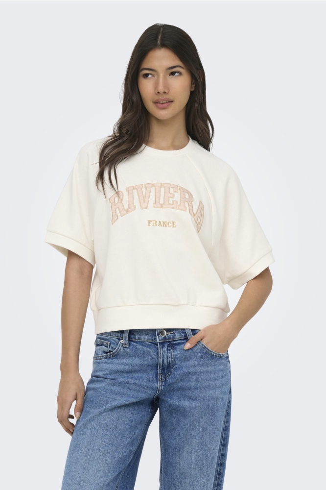 Only beige dames sweater | Model vooraanzicht