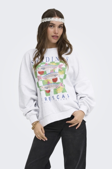 Only sweater ONLDEBORAH NEW L/S CLUB O-NECK SWT 15376113 LIGHT GREY MELANGE/SARDINAS