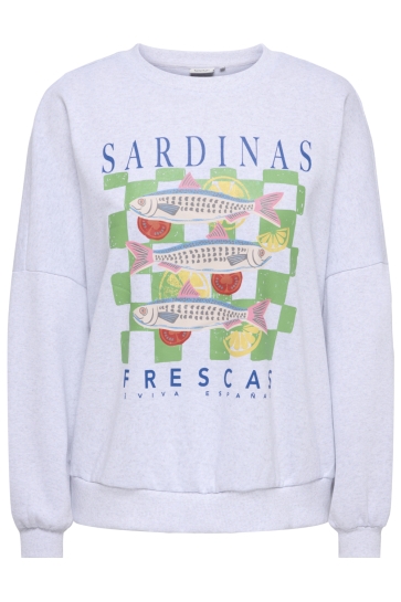 Only Trui ONLDEBORAH NEW L/S CLUB O-NECK SWT 15376113 LIGHT GREY MELANGE/SARDINAS