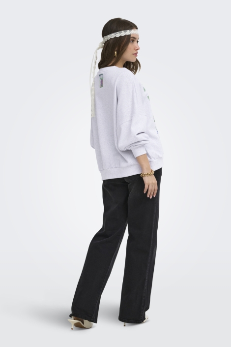 Only grijze dames sweater | Model achteraanzicht