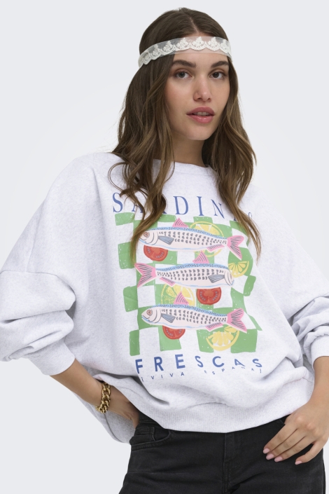Only grijze dames sweater | Model vooraanzicht