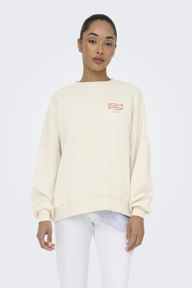 Only ecru dames sweater | Model vooraanzicht