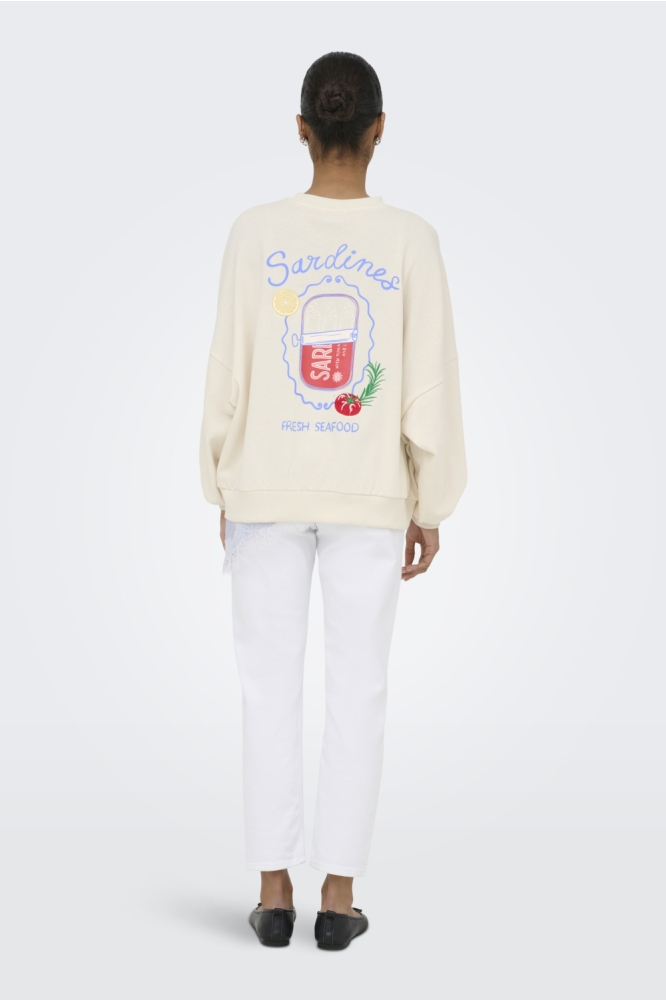 Only ecru dames sweater | Model achteraanzicht