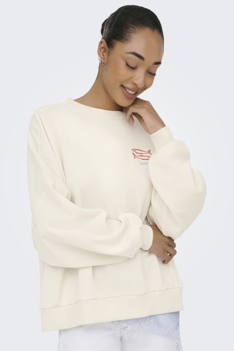 Only ecru dames sweater | Model vooraanzicht
