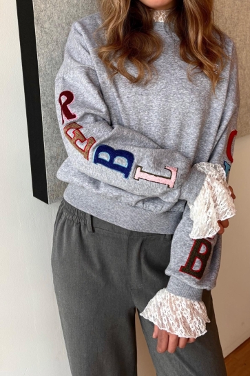 Noisy may Trui NMARYA L/S TEDDY SWEAT 27038076 Light Grey Mela/REBL CLUB