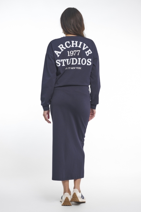 Zoso blauwe dames sweater | Model achteraanzicht