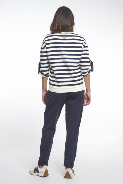 Zoso blauwe dames sweater | Model achteraanzicht