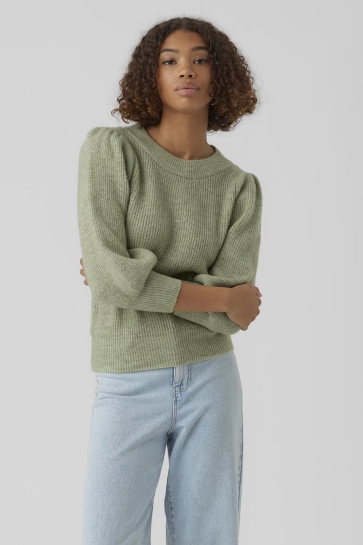 Vero Moda VMVIGGA 3/4 RIB PULLOVER GA BOO REP 10277742 MISTLETOE/MELANGE