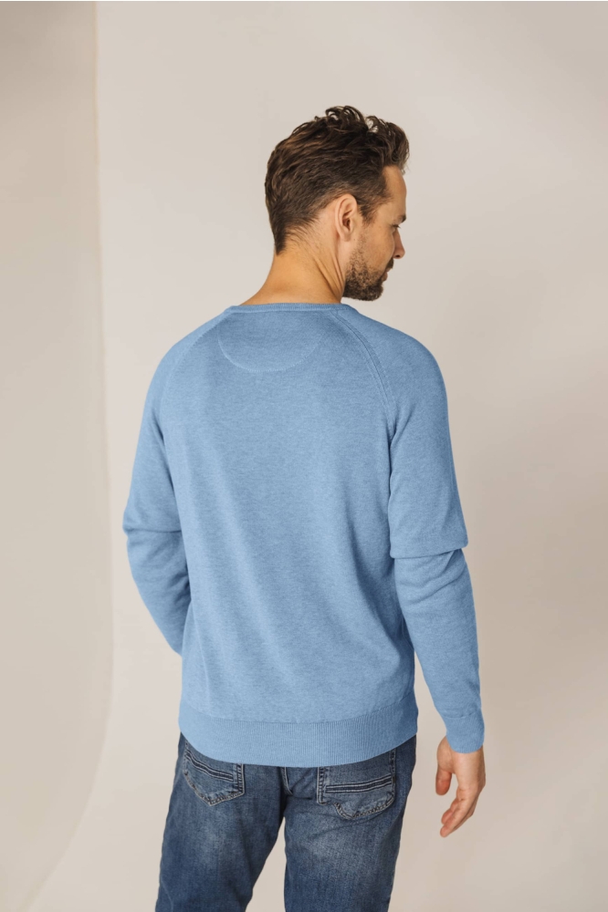 State of Art blauwe heren trui | Model achteraanzicht