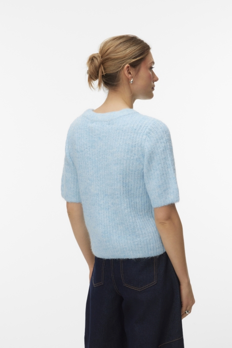 Vero Moda blauwe dames trui | Model achteraanzicht