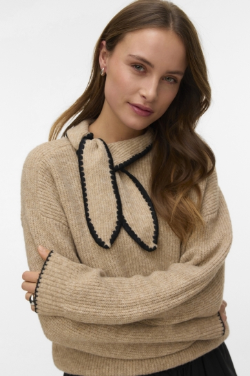 Vero Moda VMNAPOLI LS PULLOVER VIP 10341698 SILVER MINK/ MEL W. BLA