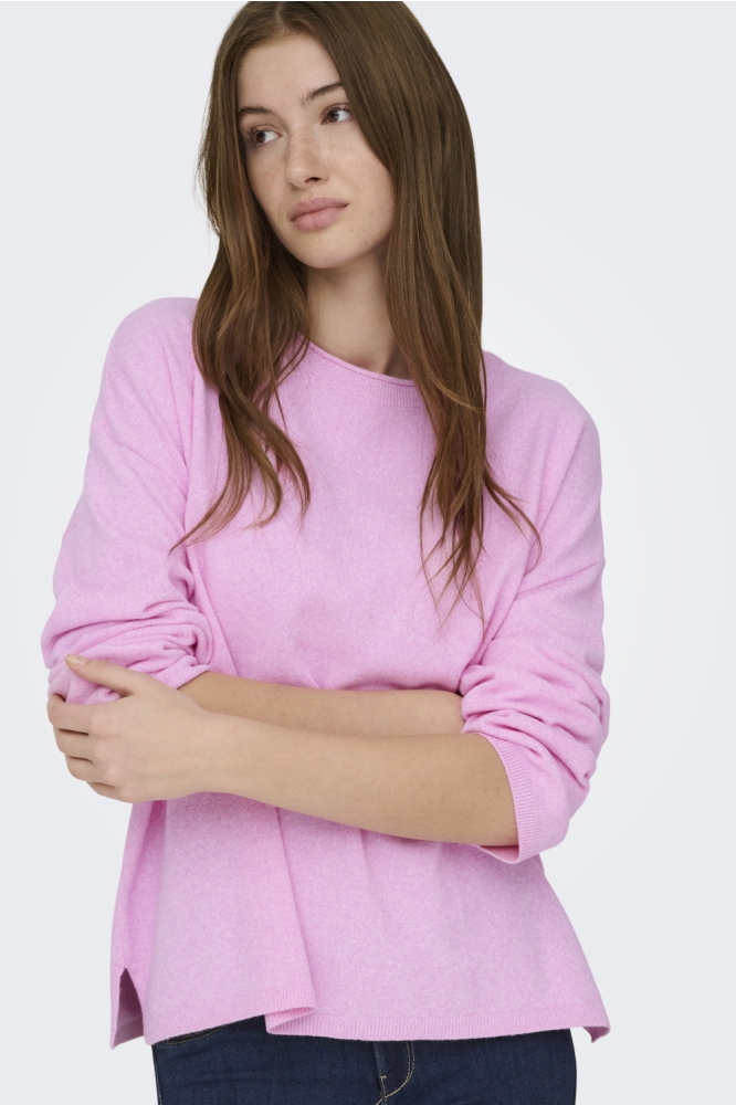 Only roze dames trui | Model vooraanzicht