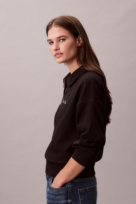 Calvin Klein zwarte dames sweater | Model zijaanzicht