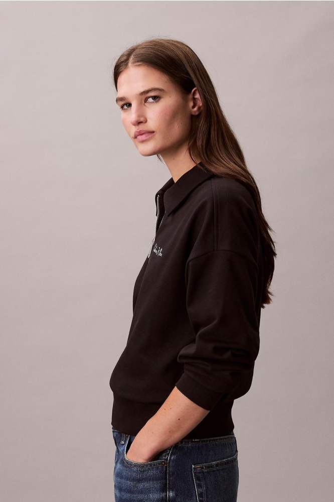 Calvin Klein zwarte dames sweater | Model zijaanzicht