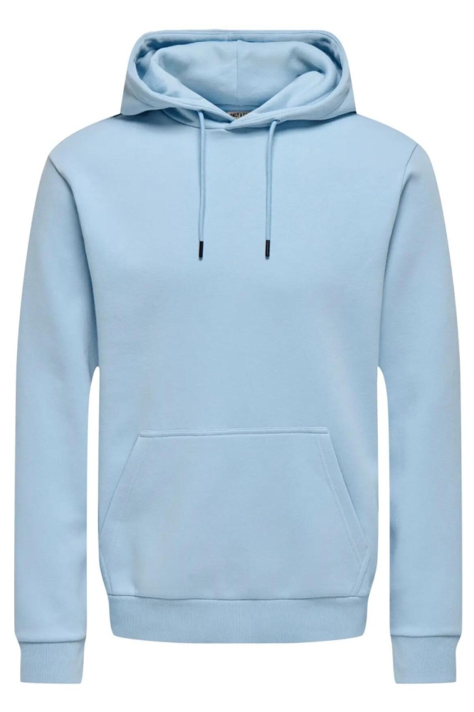 Only & Sons blauwe heren sweater | Vooraanzicht