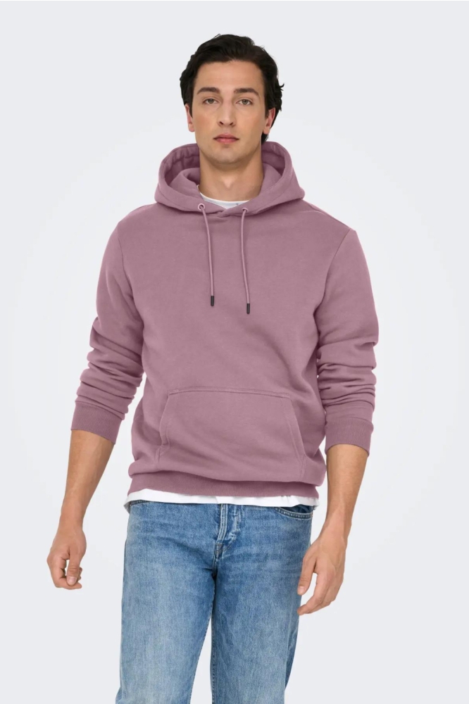 Only & Sons roze heren sweater | Model vooraanzicht