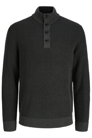 Jack & Jones Trui JJELIAS KNIT HIGH NECK 12298550 BLACK/ASPHALT