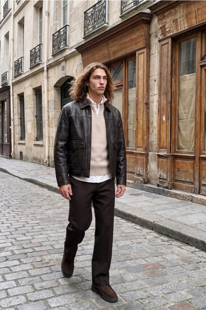 Jack & Jones beige heren trui | Sfeerbeeld, In situatie