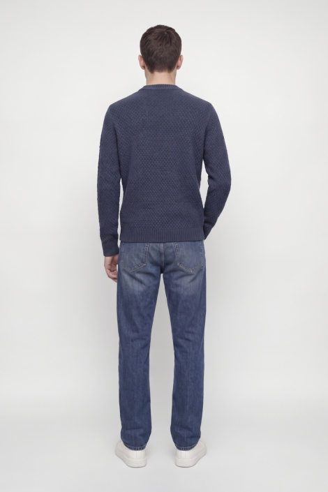 Jack & Jones blauwe heren trui | Model achteraanzicht