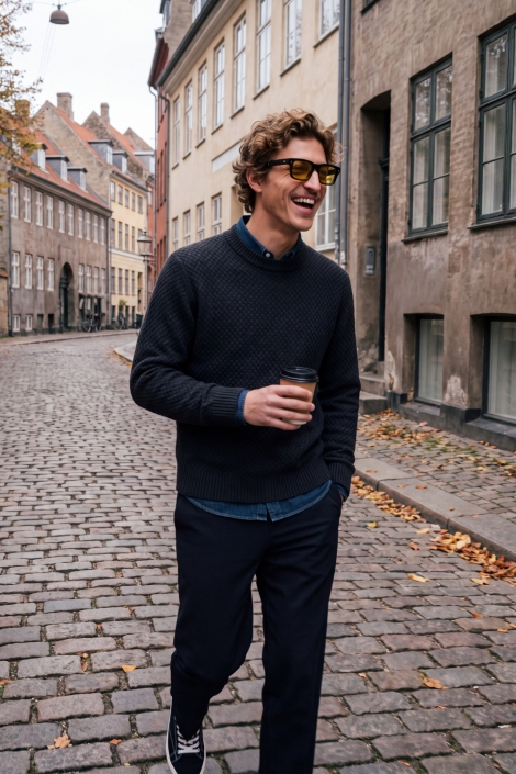 Jack & Jones grijze heren trui | Sfeerbeeld, In situatie