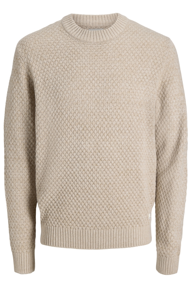 Jack & Jones beige heren trui | Vooraanzicht