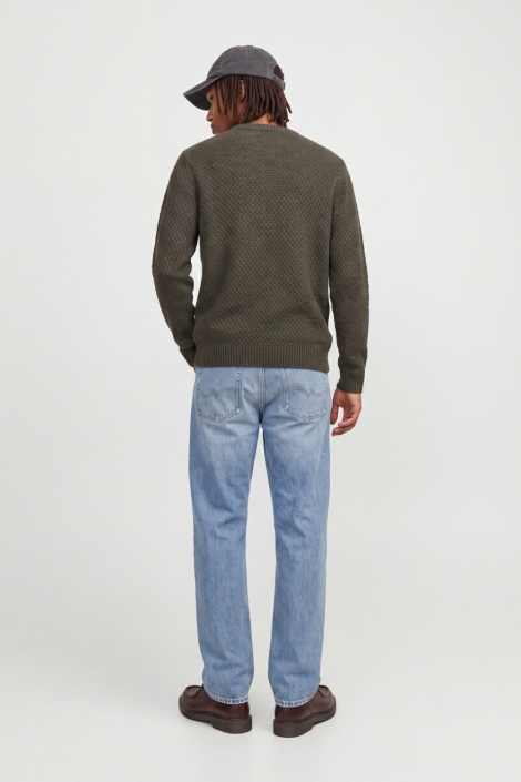 Jack & Jones groene heren trui | Model achteraanzicht
