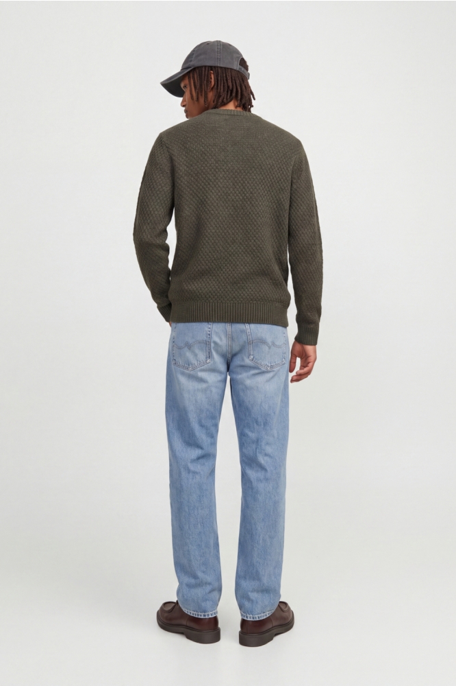 Jack & Jones groene heren trui | Model achteraanzicht