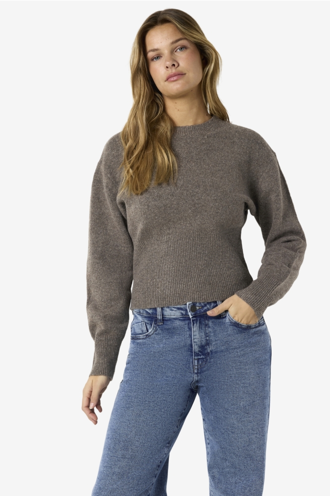 Noisy may bruine dames trui | Model vooraanzicht