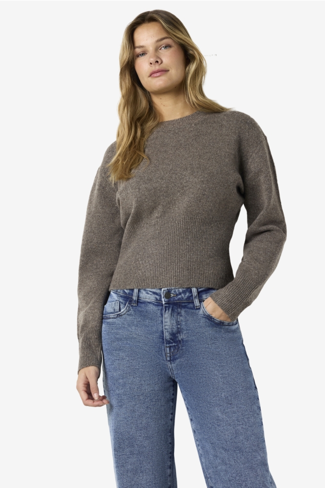 Noisy may bruine dames trui | Model vooraanzicht