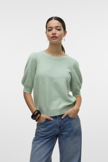 Vero Moda VMDOFFY 2/4 O-NECK PULLOVER GA NOOS 10278313 BIRDS EGG GREEN/MELANGE