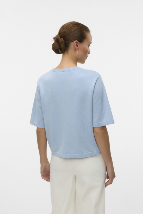 Vero Moda blauwe dames trui | Model achteraanzicht