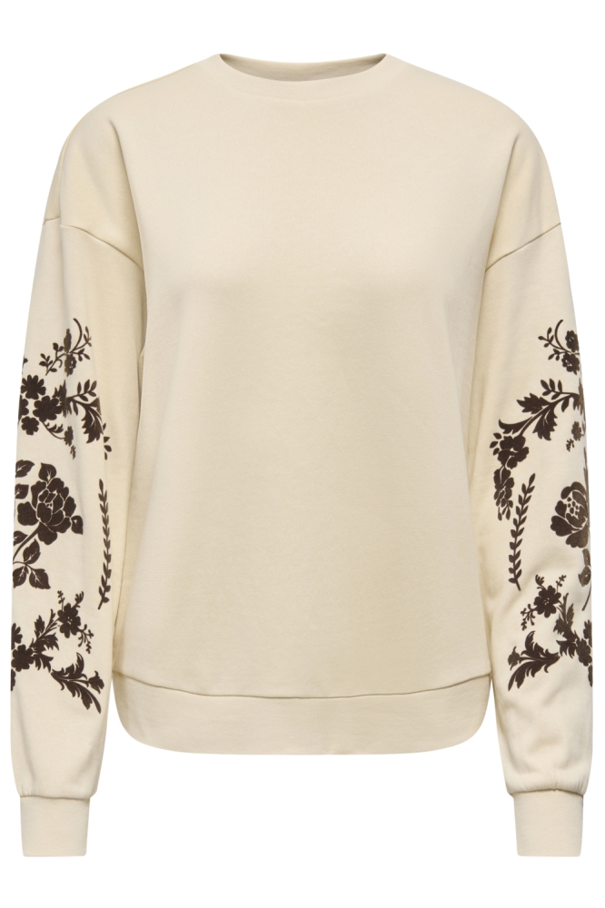Jacqueline de Yong ecru dames sweater | Vooraanzicht