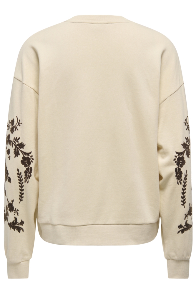 Jacqueline de Yong ecru dames sweater | Achteraanzicht