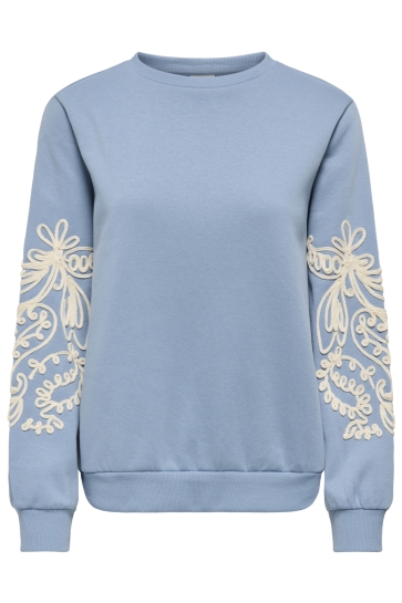 Jacqueline de Yong sweater JDYMESA MINDY L/S EMB SWEAT JRS 15376644 winward blue/creme brul