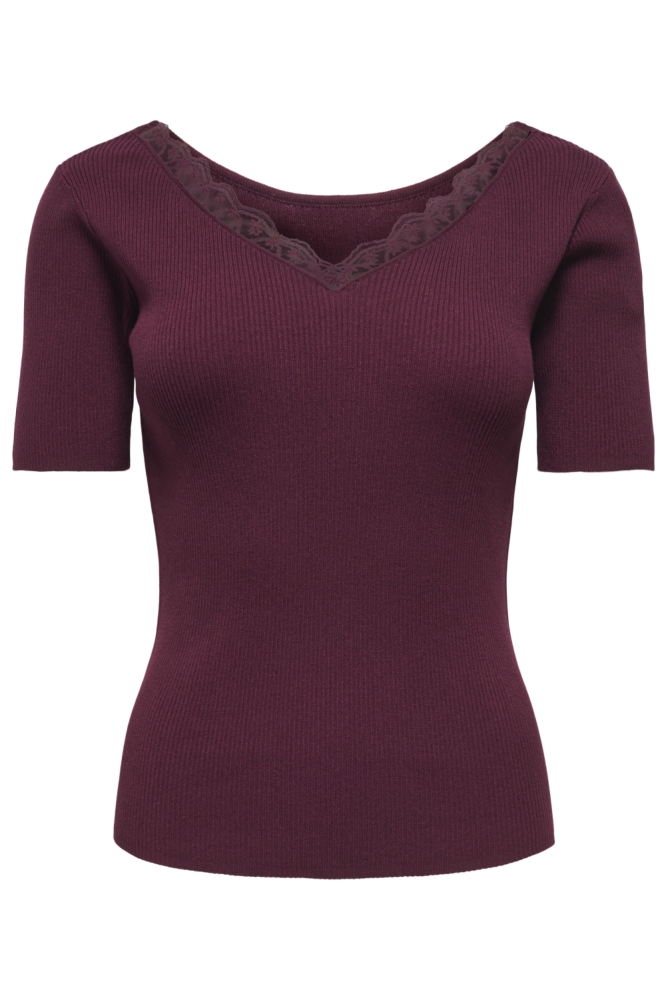 Jacqueline de Yong bordeaux dames t-shirt | Vooraanzicht