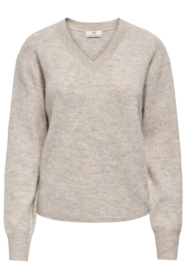 Jacqueline de Yong Trui JDYLUMI LIFE L/S V-NECK PULLOVER KN 15372131 HUMUS/MELANGE