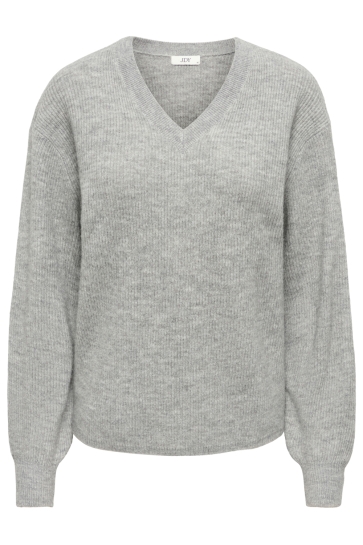 Jacqueline de Yong Trui JDYLUMI LIFE L/S V-NECK PULLOVER KN 15372131 MEDIUM GREY MELANGE