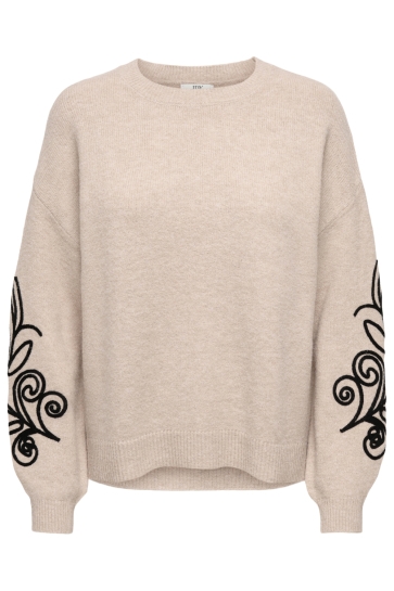 Jacqueline de Yong Trui JDYJELLA LIA L/S O-NECK PULLOVER KN 15373045 Cement/W.BLACK S