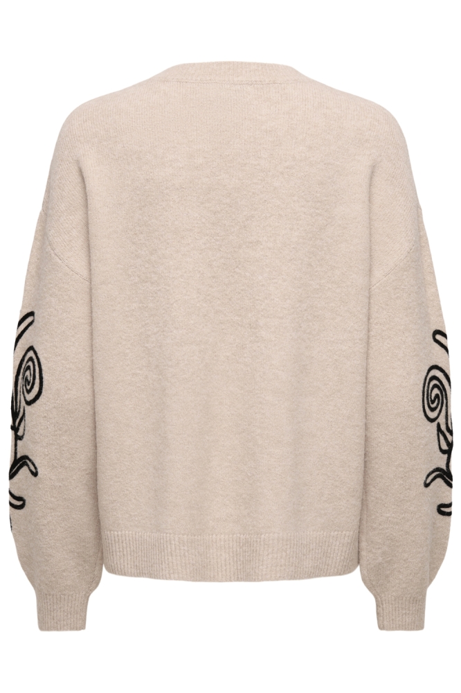 Jacqueline de Yong beige dames trui | Achteraanzicht