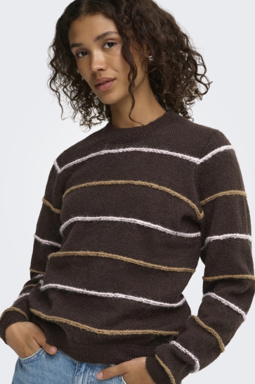 Jacqueline de Yong Trui JDYSIGRID LIFE L/S ON STRUC PULLOVE 15376591 COFFEE BEAN/FAIRY TALE