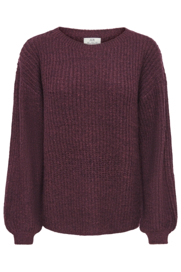 Jacqueline de Yong Trui JDYTENNISON LIFE L/S O-NECK PULLOVE 15375071 WINDSOR WINE/BLACK PLY