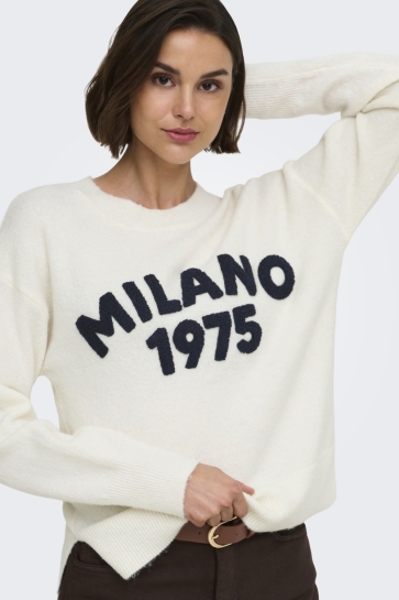 Jacqueline de Yong Trui JDYCIAO L/S O-NECK PULLOVER KNT 15376534 CLOUD DANCER/SKY CAP