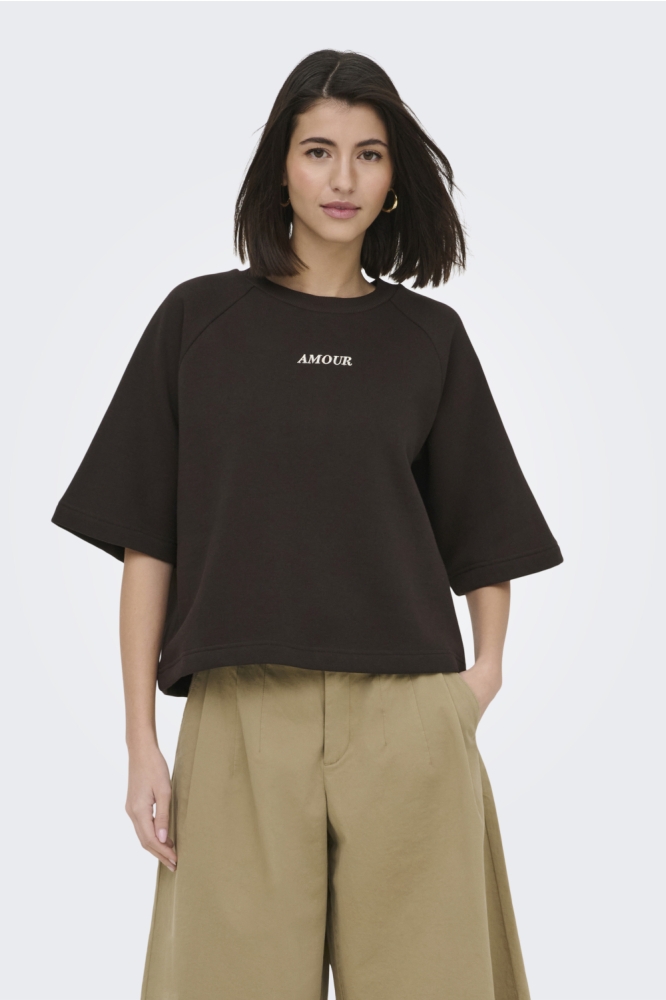 Jacqueline de Yong bruine dames sweater | Model vooraanzicht