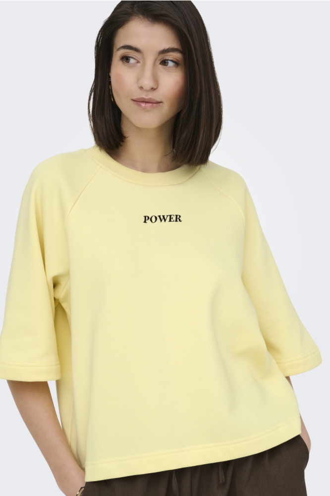 Jacqueline de Yong gele dames sweater | Model vooraanzicht