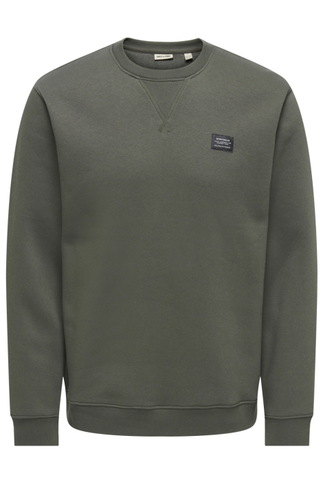 Only & Sons groene heren sweater | Vooraanzicht