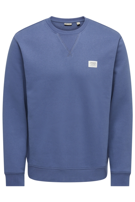 Only & Sons blauwe heren sweater | Vooraanzicht