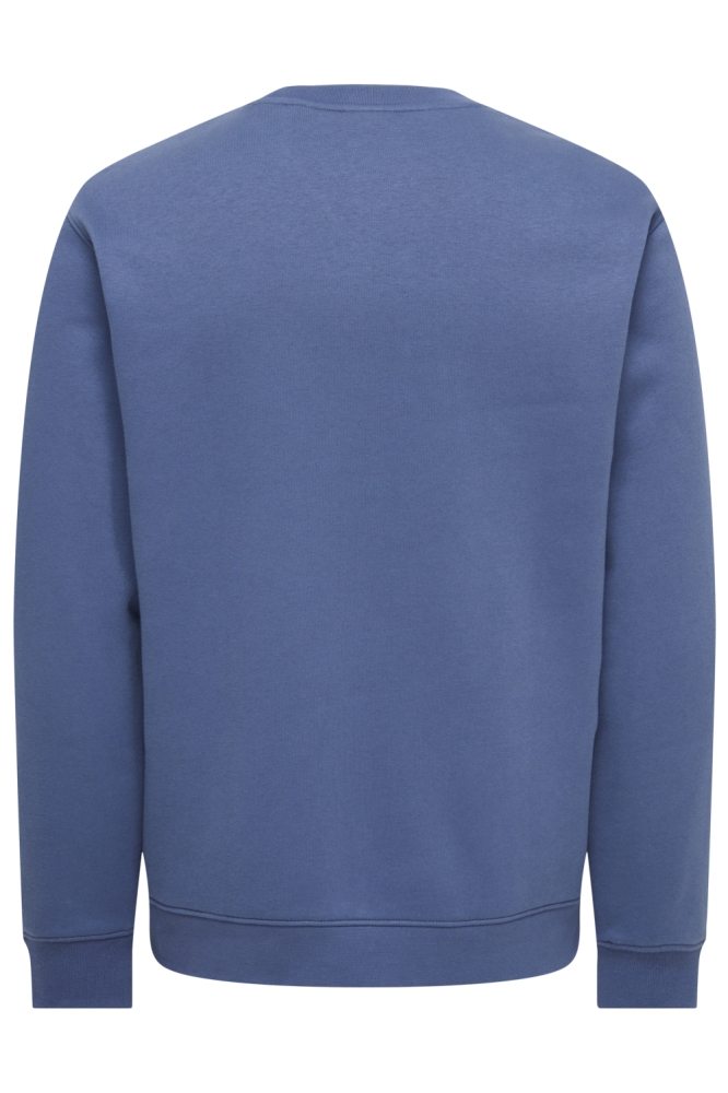 Only & Sons blauwe heren sweater | Achteraanzicht